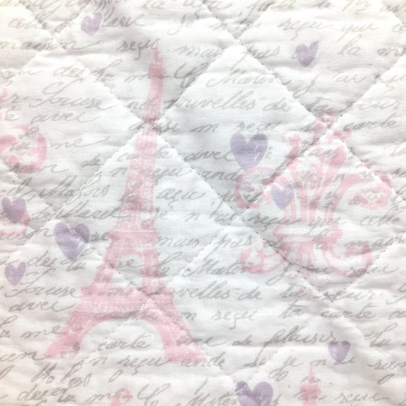 2pc Nicole Miller Paris TWIN Quilt Sham Eiffel Tower Fleur De Lis Pink Purple - Picture 6 of 9